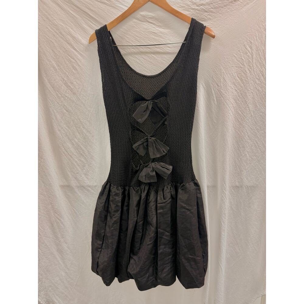 Vintage Rare Nuance Bow Tie Back Balloon Dress Goth Dark Barbie Retro
